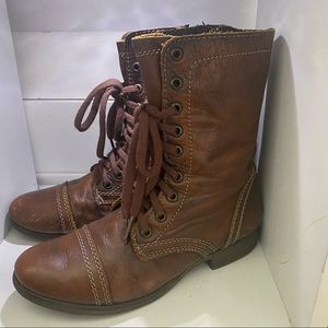 Brown combat boots